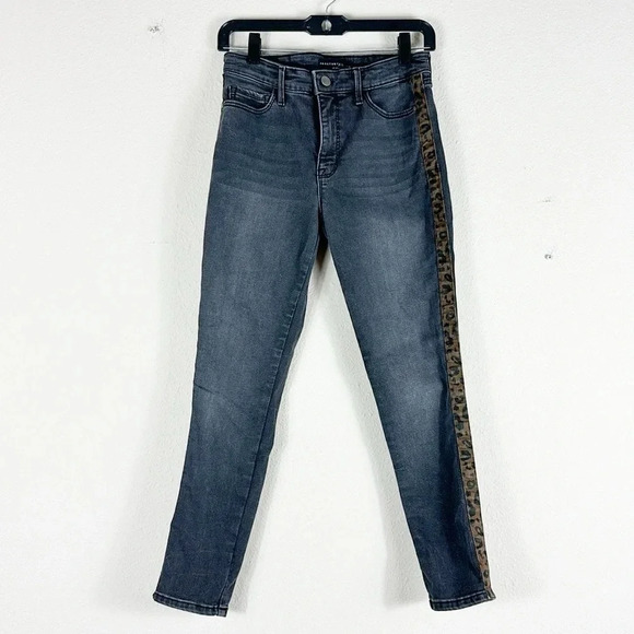 Sanctuary Ankle Skinny Standard Rise Dark Grey Jeans Cheetah trim 28 Junior - Picture 1 of 12